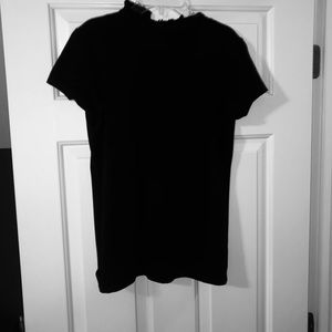 Black mock ruffled neck top